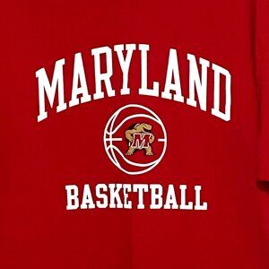 University of Maryland Terrapins Basketball T-Shirt XL Red Testudo Hanes Beefy-T